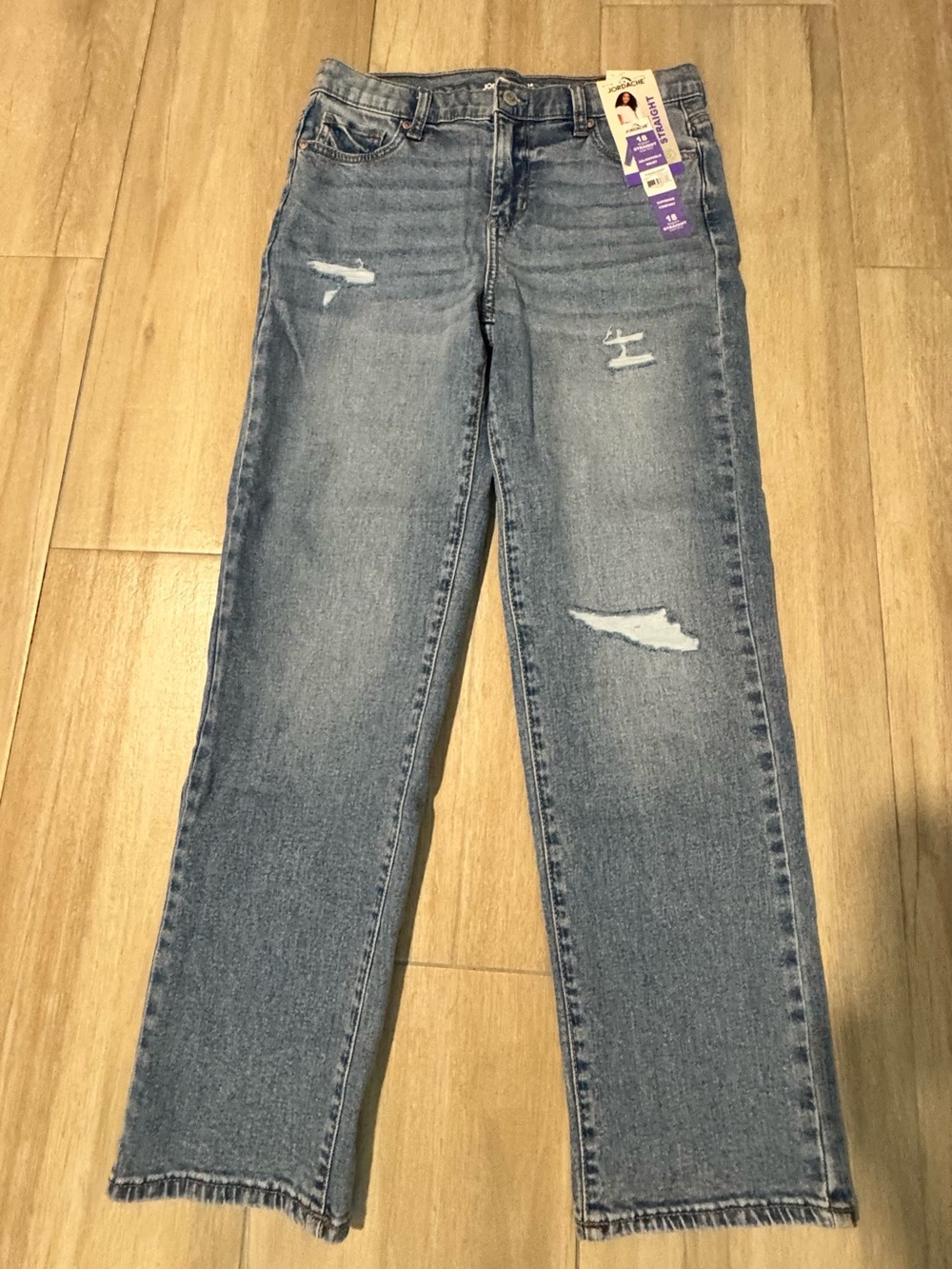 Girls Jordache Light Blue Distressed Straight Leg Jeans